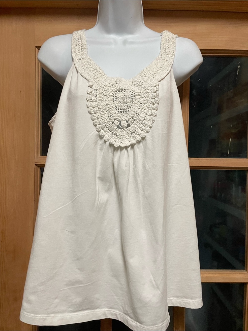Joe Fresh Cream Crochet Bib Tank Top